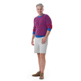 STRIPE CABLE KNIT CREW NECK SWEATER