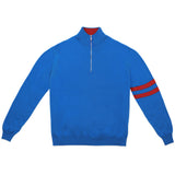 STRIPE SLEEVE QUARTER ZIP SWEATER