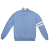 STRIPE SLEEVE QUARTER ZIP SWEATER