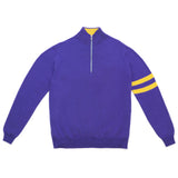 STRIPE SLEEVE QUARTER ZIP SWEATER