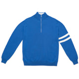 STRIPE SLEEVE QUARTER ZIP SWEATER