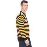 STRIPE CABLE KNIT CREW NECK SWEATER