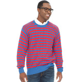 STRIPE CABLE KNIT CREW NECK SWEATER