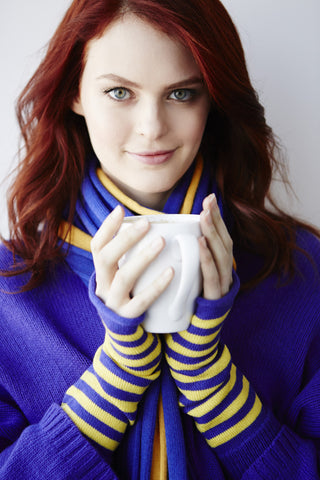 STRIPED CASHMERE COTTON WRISTWARMERS