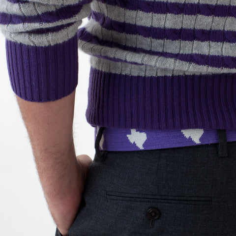 NEEDLEPOINT AND LEATHER BELT
