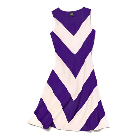 purple and white chevron dress Purple Chevron Knit Midi Dress with 3/4 Sleeves For Women at Kuwait