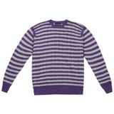 STRIPE CABLE KNIT CREW NECK SWEATER