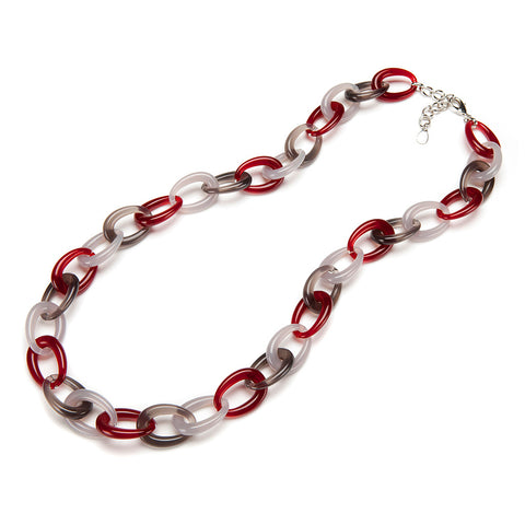 LONG THREE COLOR RESIN LINK NECKLACE