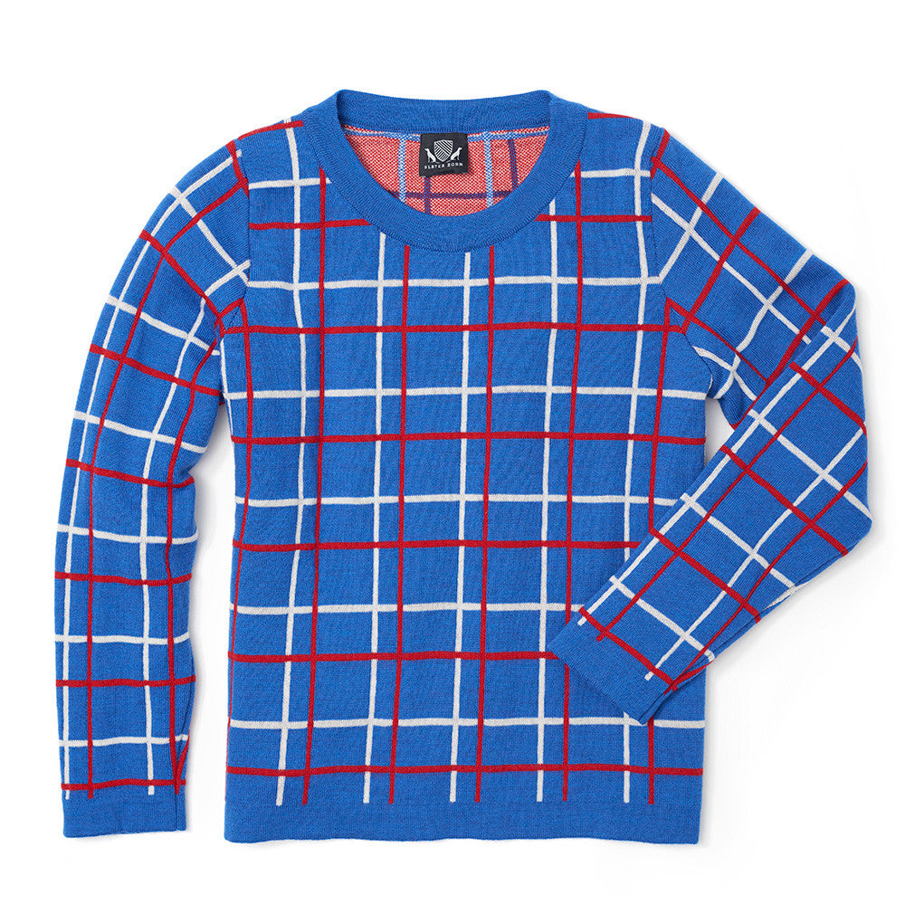 Blue plaid sweater online
